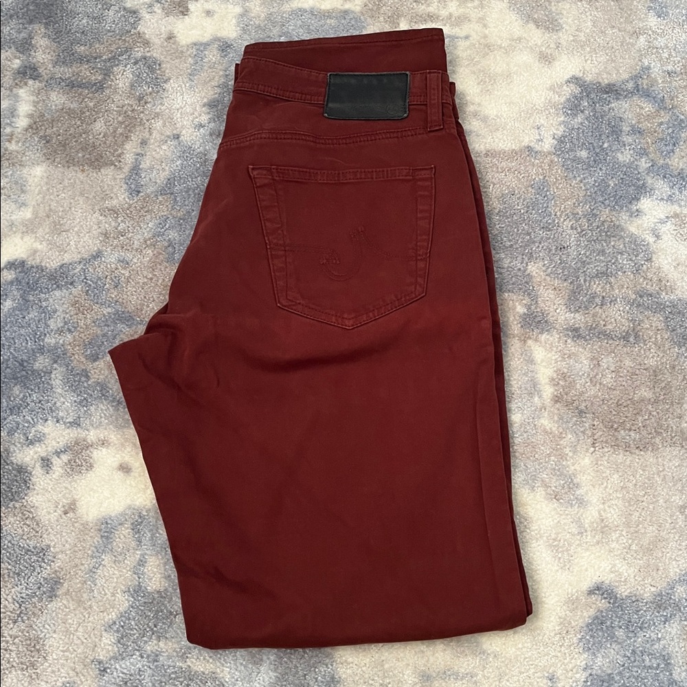 AG Adriano Goldschmied Men's maroon red Straight Jeans 32x32 the graduate